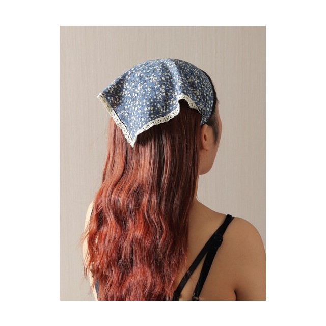 Vintage rutka za lase s cvetlicami modre barve