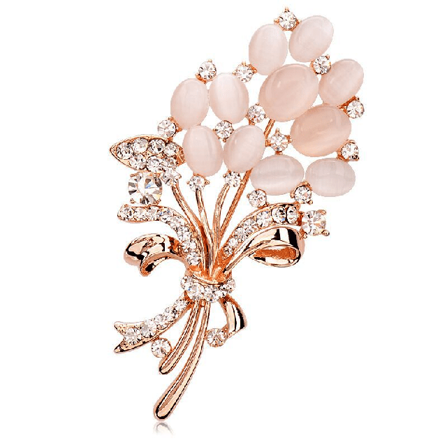 Elegantna cvetlična broška z okrasnimi kamni