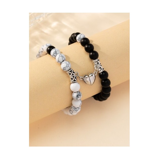 Komplet 2 zapestnic s kamni in magnetkom