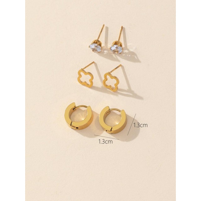 Set uhanov v zlati barvi s štiriperesno deteljico