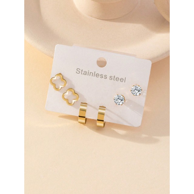 Set uhanov v zlati barvi s štiriperesno deteljico