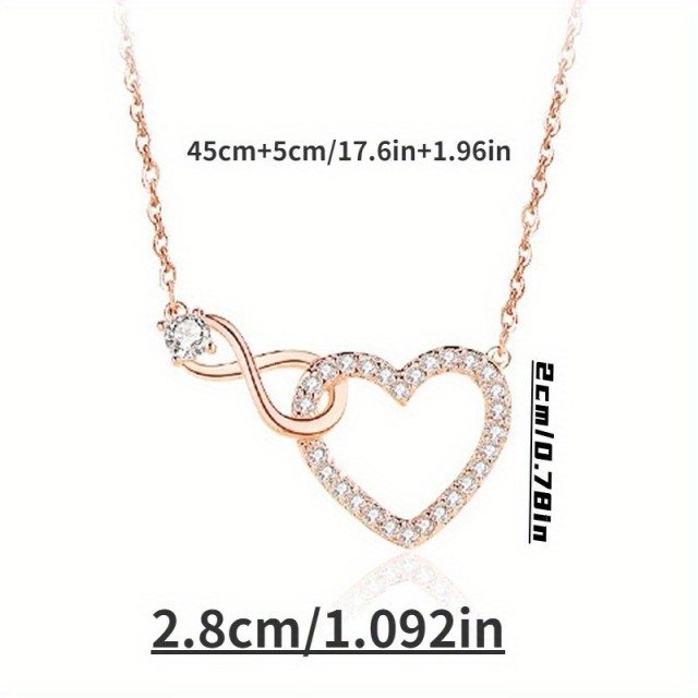 Elegantna ogrlica z obeskom srca in znaka neskončnosti
