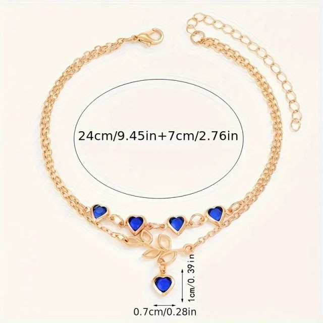 Dvodelni komplet zapestnic za nogo z modrimi srci