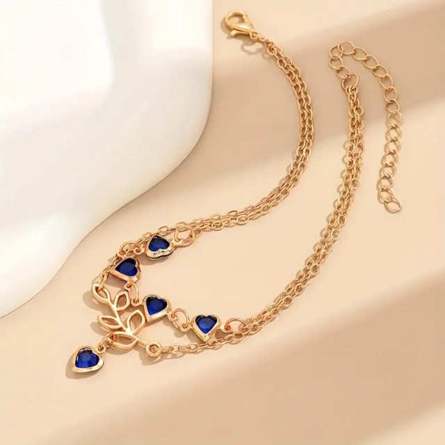 Dvodelni komplet zapestnic za nogo z modrimi srci