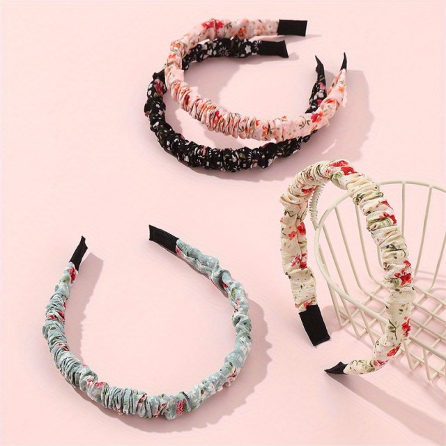 4-delni komplet cvetličnih potiskanih naglavnih trakov