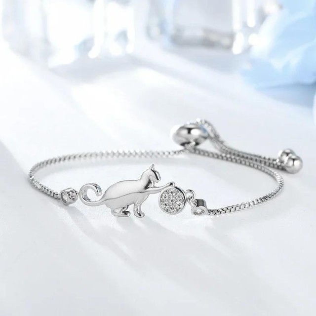 Prisrčna zapestnica nerjaveča z igrivo mucko