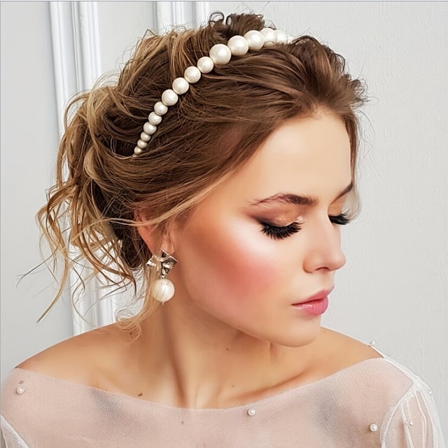 Poročni obroč za lase s perlicami različne velikosti