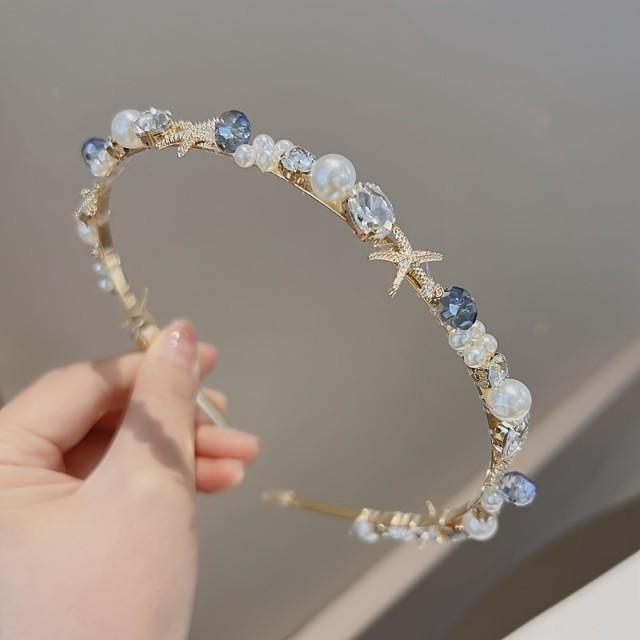 Prisrčen obroč za lase z morskimi zvezdicami in kristali