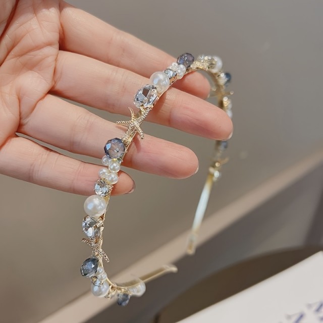 Prisrčen obroč za lase z morskimi zvezdicami in kristali