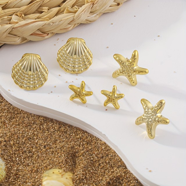 Komplet 3 parov poletnih vtičnih uhančkov, 2 barvi 