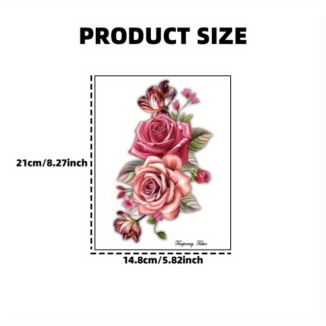 Začasna tatu nalepka z rdečo vrtnico 