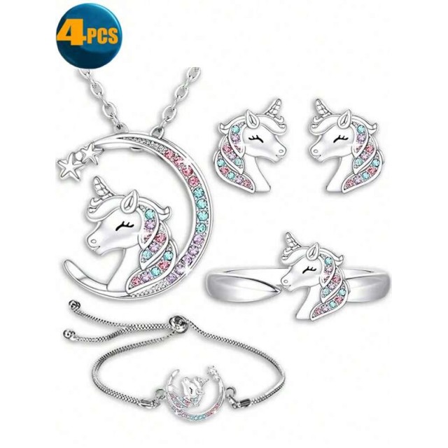 4 delni komplet nakita samorog na luni