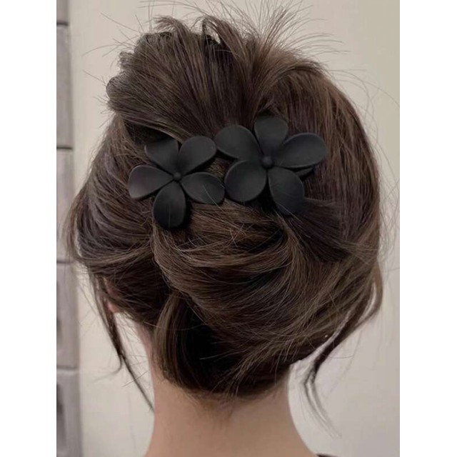 Večja plastična sponka za lase z rožo 4 barve