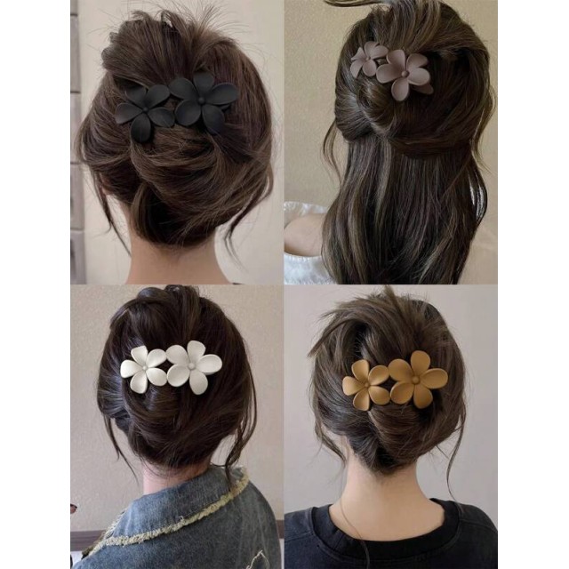 Večja plastična sponka za lase z rožo 4 barve