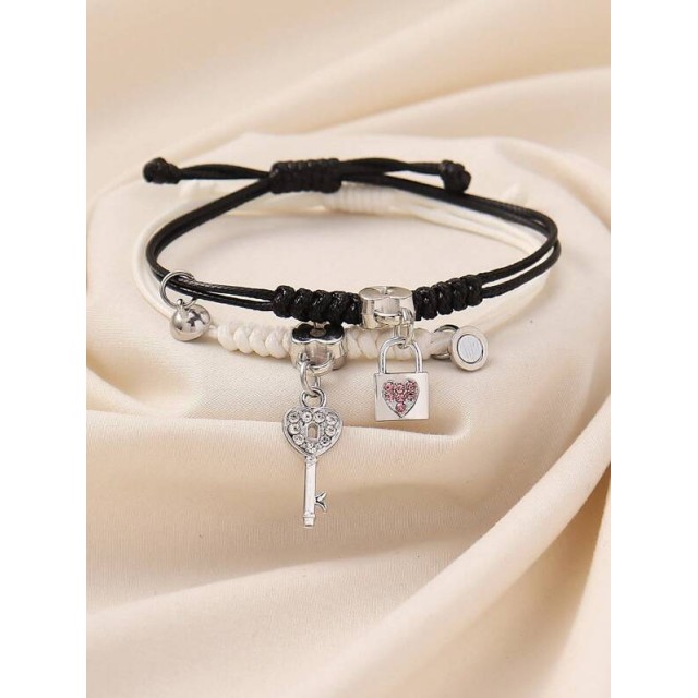 Komplet dveh zapestnic z magnetkom  ključ in ključavnica