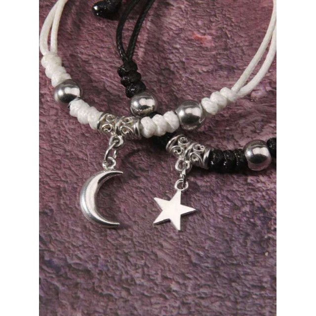 Komplet 2 zapestnic z luno in zvezdico