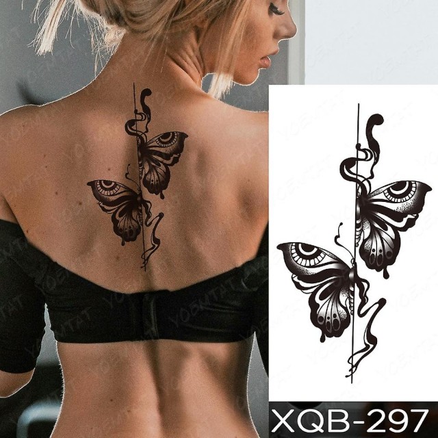 Tatu nalepka črne barve, 2 metulja