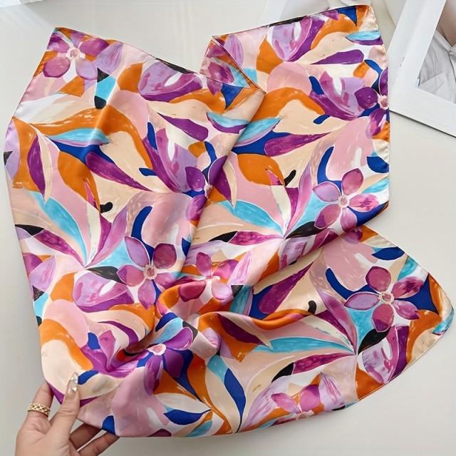 Barvit kvadratni šal z rožami