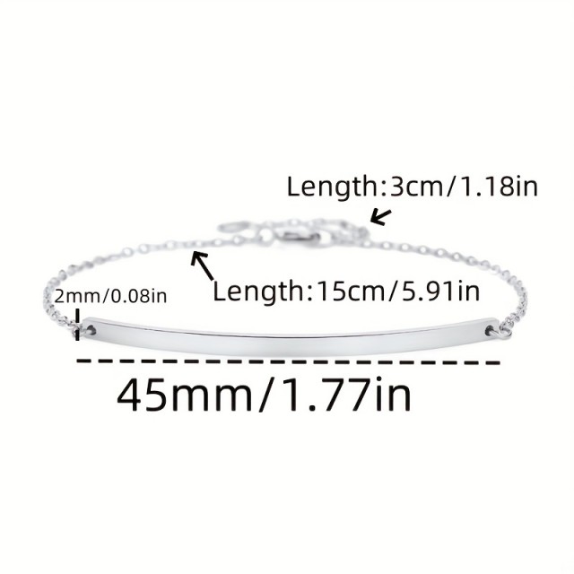 Personalizirana ženska zapestnica s podolgovato ploščico in gravuro po želji