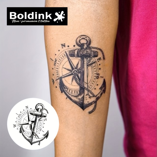 Vodoodporna tatu nalepka sidro in kompas