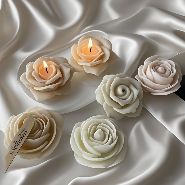 2 kosa 3D Silikonski modeli za sveče s cvetnim motivom