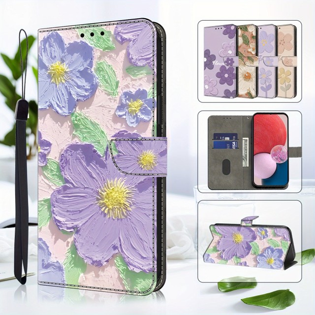 Magnetni usnjeni preklopni ovitek s cvetličnim vzorcem (Samsung Galaxy A25)