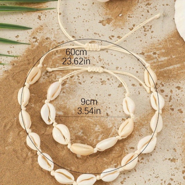 Poletni komplet ogrlice in zapestnice s školjkami 2barvi