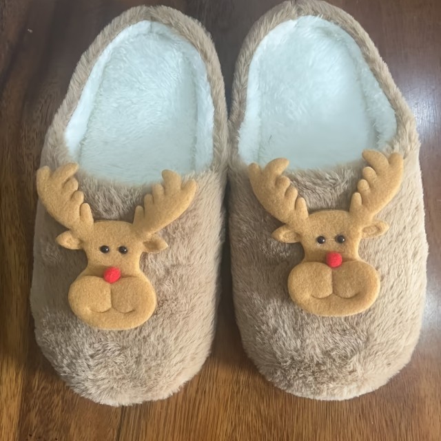 Mehki plišasti hišni copati z motivom jelenčka