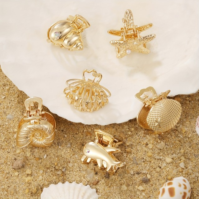 Komplet 6 mini zlatih poletnih sponk za lase 