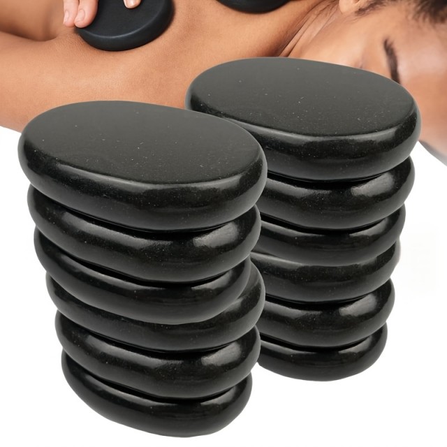 12 kosov lava kamenčkov za masažo - črni lava masažni kamenčki
