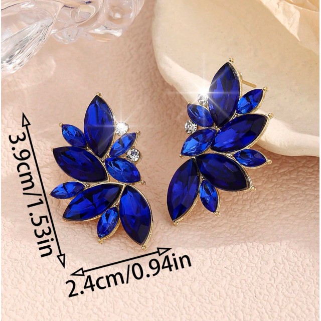 Elegantni uhani s kristali kraljevsko modre barve