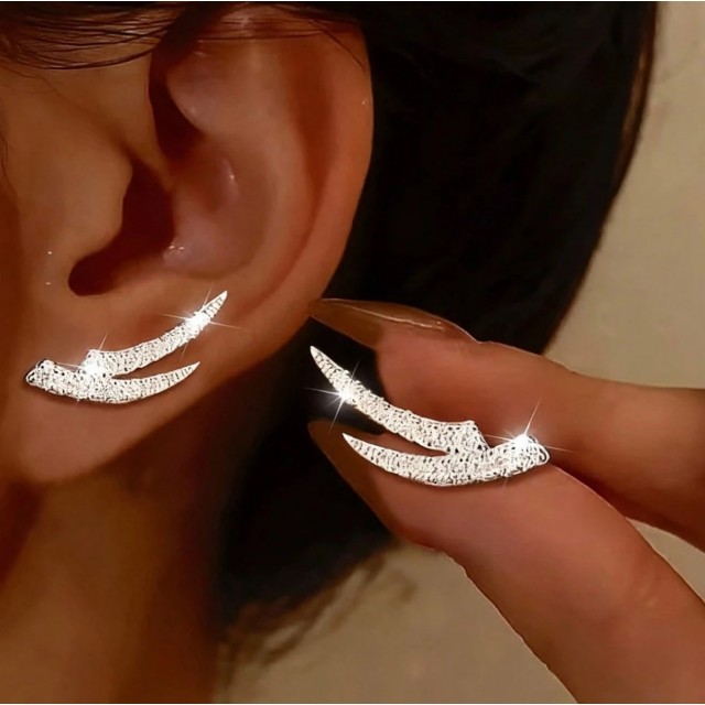 Elegantni uhani v obliki kril s kristalčki