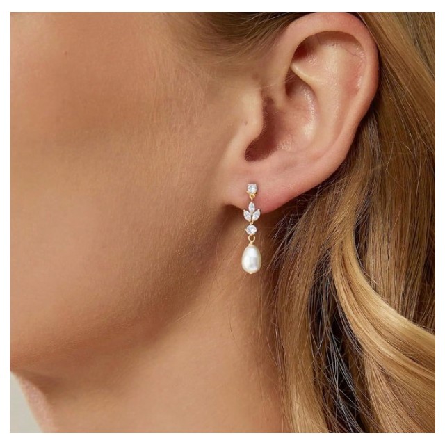 Elegantni viseči uhani s perlico 