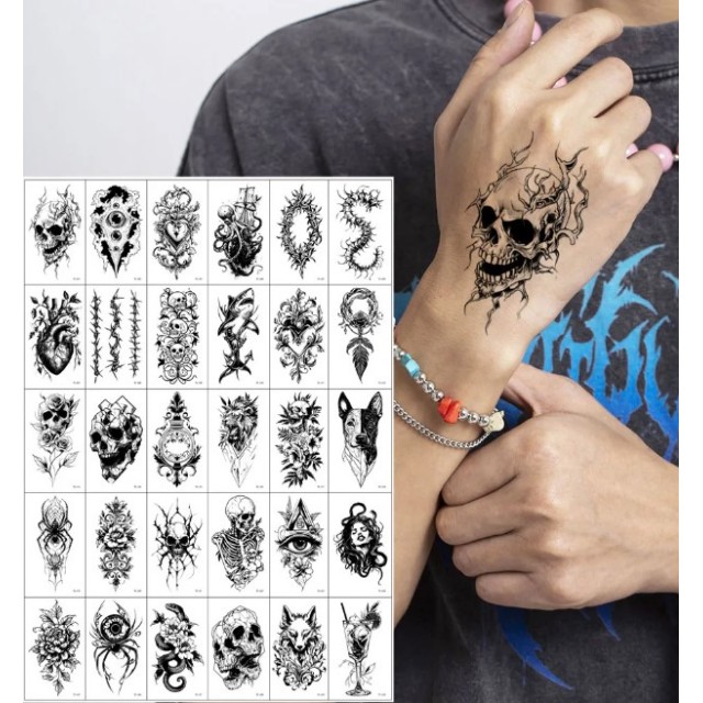 Set manjših tatujev v črni barvi za moške - komplet 30 