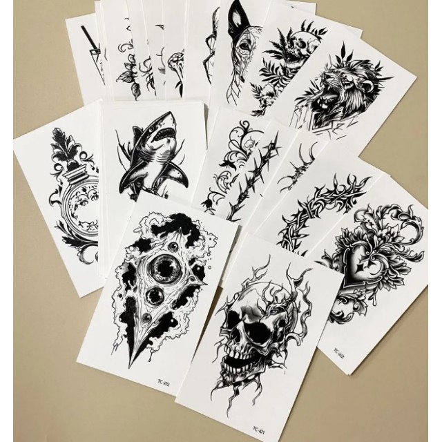 Set manjših tatujev v črni barvi za moške - komplet 30 