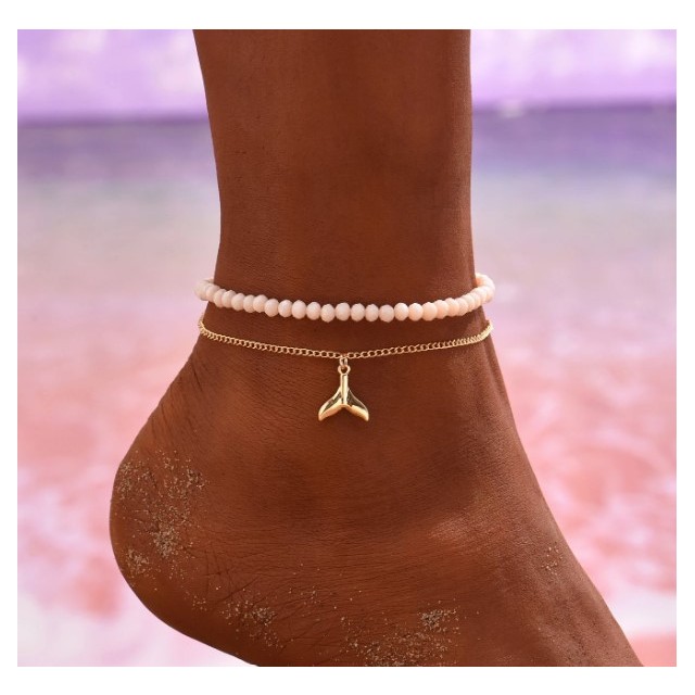 Set 2 modnih zapestnic za nogo marelična zlata 