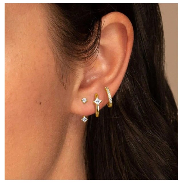 3 delni set uhanov v zlati barvi z biserčki 