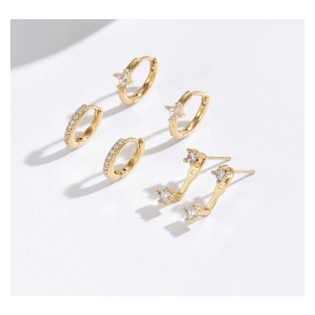 3 delni set uhanov v zlati barvi z biserčki 