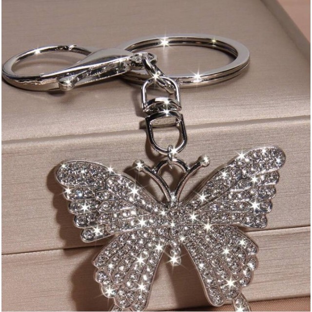 Bleščeč obesek za ključe z metuljem 