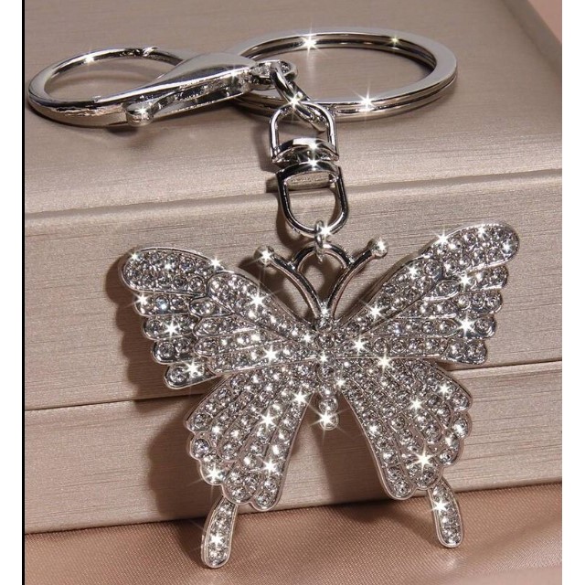 Bleščeč obesek za ključe z metuljem 