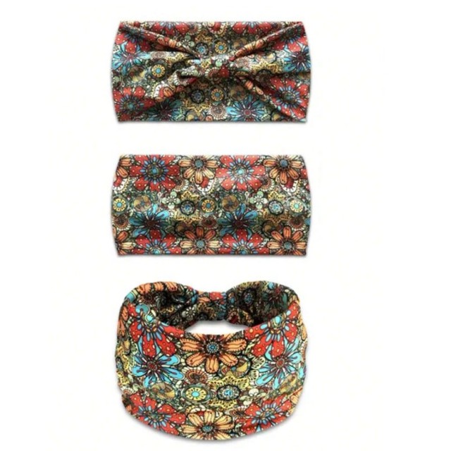 Širok naglavni trak s cvetlicami