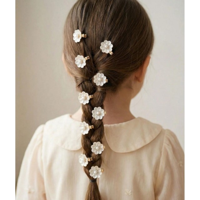 Komplet 10 okrasnih sponkic za lase z rožami