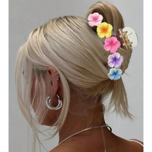 Sponka za lase s tropskimi pisanimi rožicami 