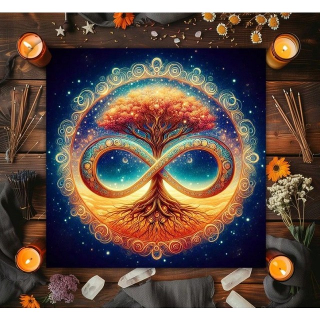 Tarot prt - oltarna podloga – Drevo življenja z simbolom neskončnosti