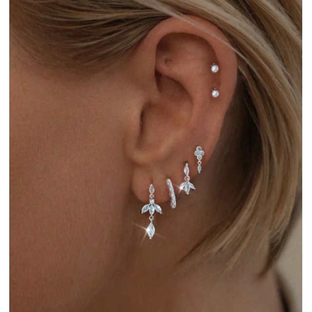 6 delni set uhanov za uho srebrn