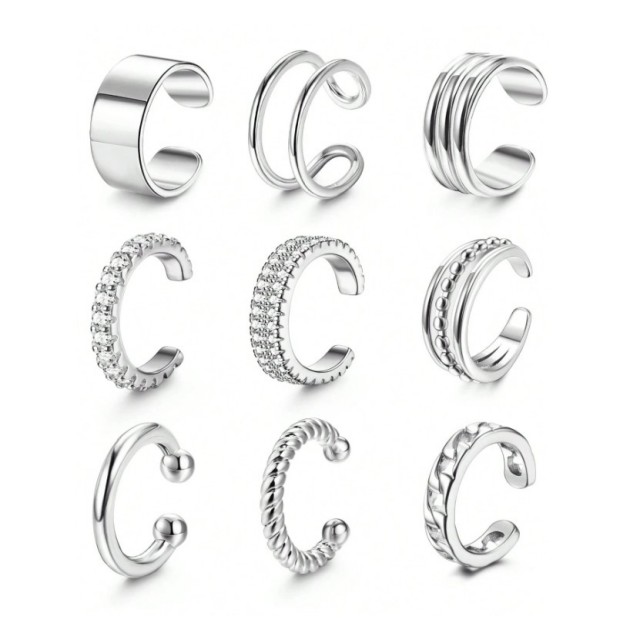 9 delni set uhanov za ušesa brez luknjic