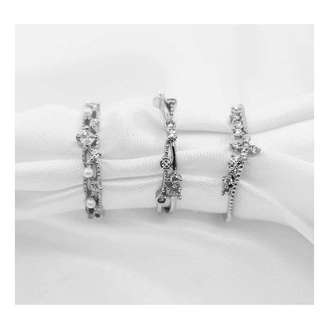 Komplet 3 nastavljivih prstanov srebrne ali zlate barve