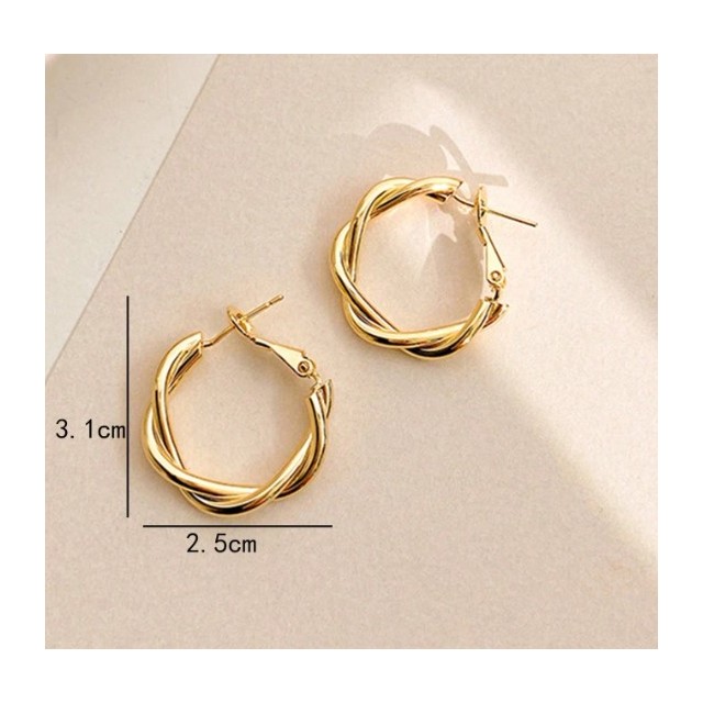 Elegantni pleteni okrogli uhani