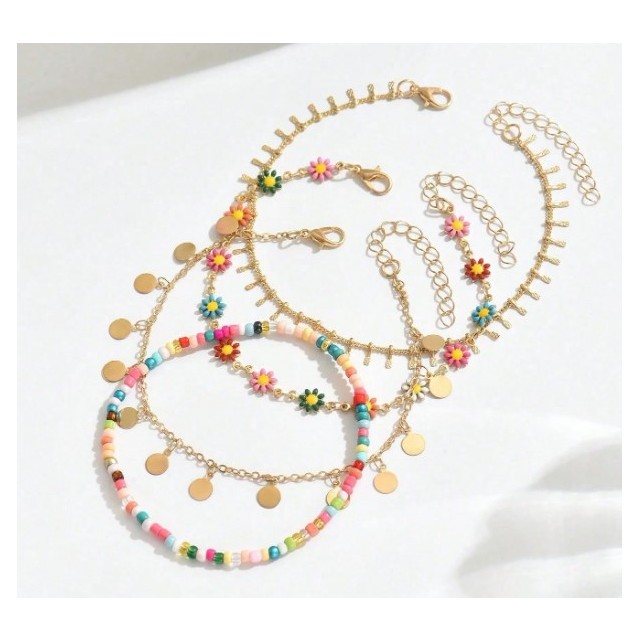 Komplet 4 poletnih zapestnic za nogo 