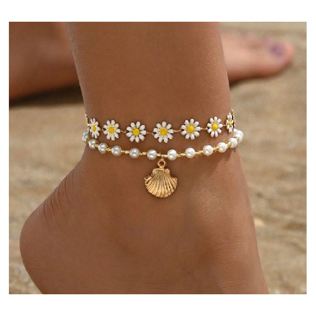 Poletni gleženjski nakit z marjeticami